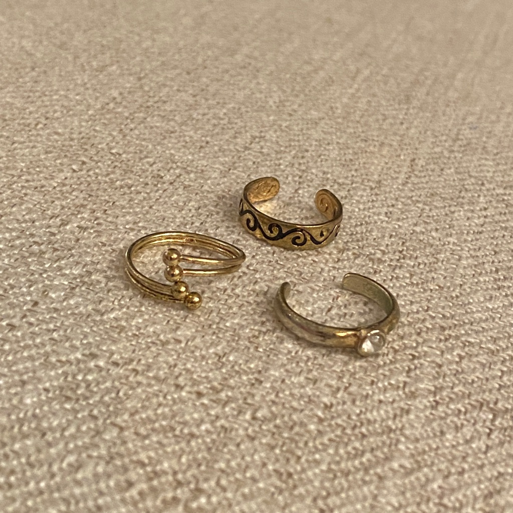 Set Of Three Gold Toe Rings